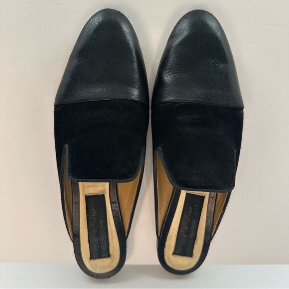 rag & bone Sabine Mule EU 38 Slides Flats Black Leather & Suede - Picture 2 of 9